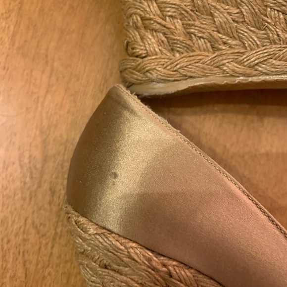 Stuart Weitzman Beige Satin Bow Wedge Espadrille Heels Shoes Bowton Size 6 π€π€ - Picture 10 of 16